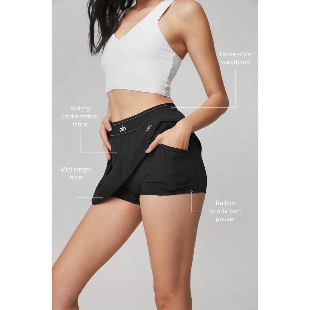 Alo Yoga Match Point Tennis Skirt Black XS - Picture 2 of 14